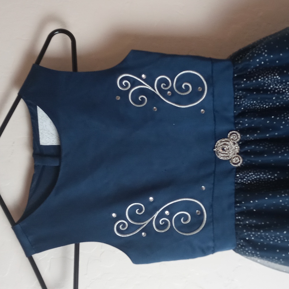 Disney Princess Cinderella Midnight Blue Formal Kids Dress - Picture 2 of 7